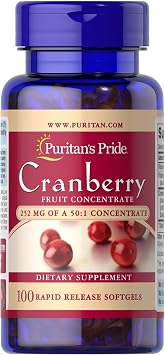 Puritan's Pride Premium Cranberry Fruit Concentrate 252mg, 100 Softgels