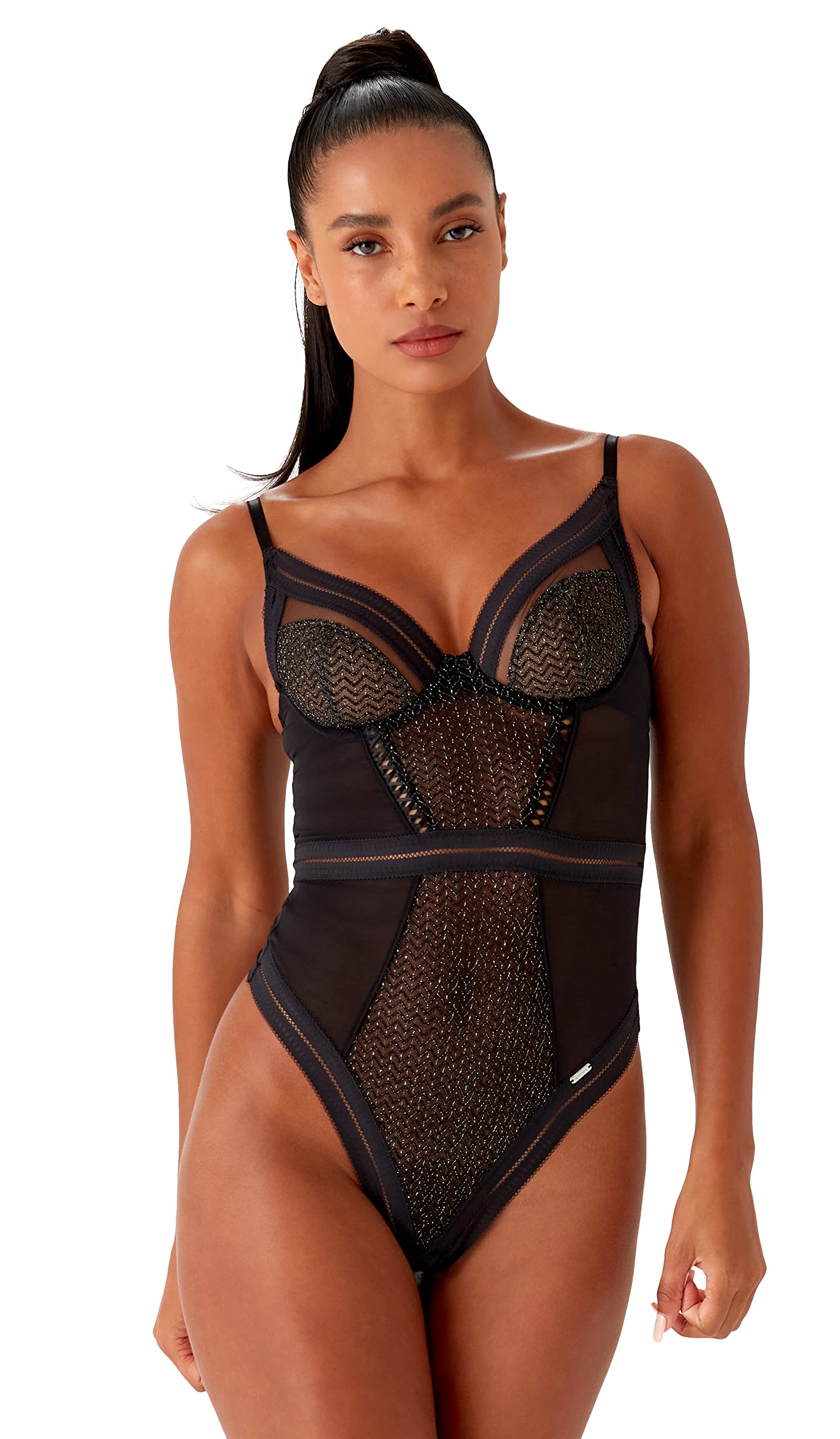 Gossard Contradiction Plunge Body Black/Silver 32A