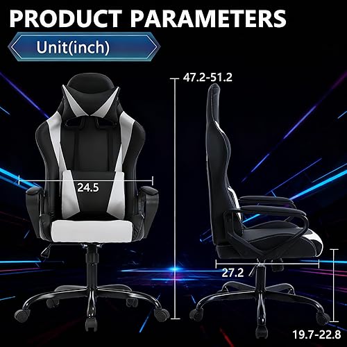 Miniatura 3 de Silla ergonómica para juegos de PC, silla de escritorio de carreras, respaldo alto, sillas de computadora de oficina con brazos, soporte lumbar,