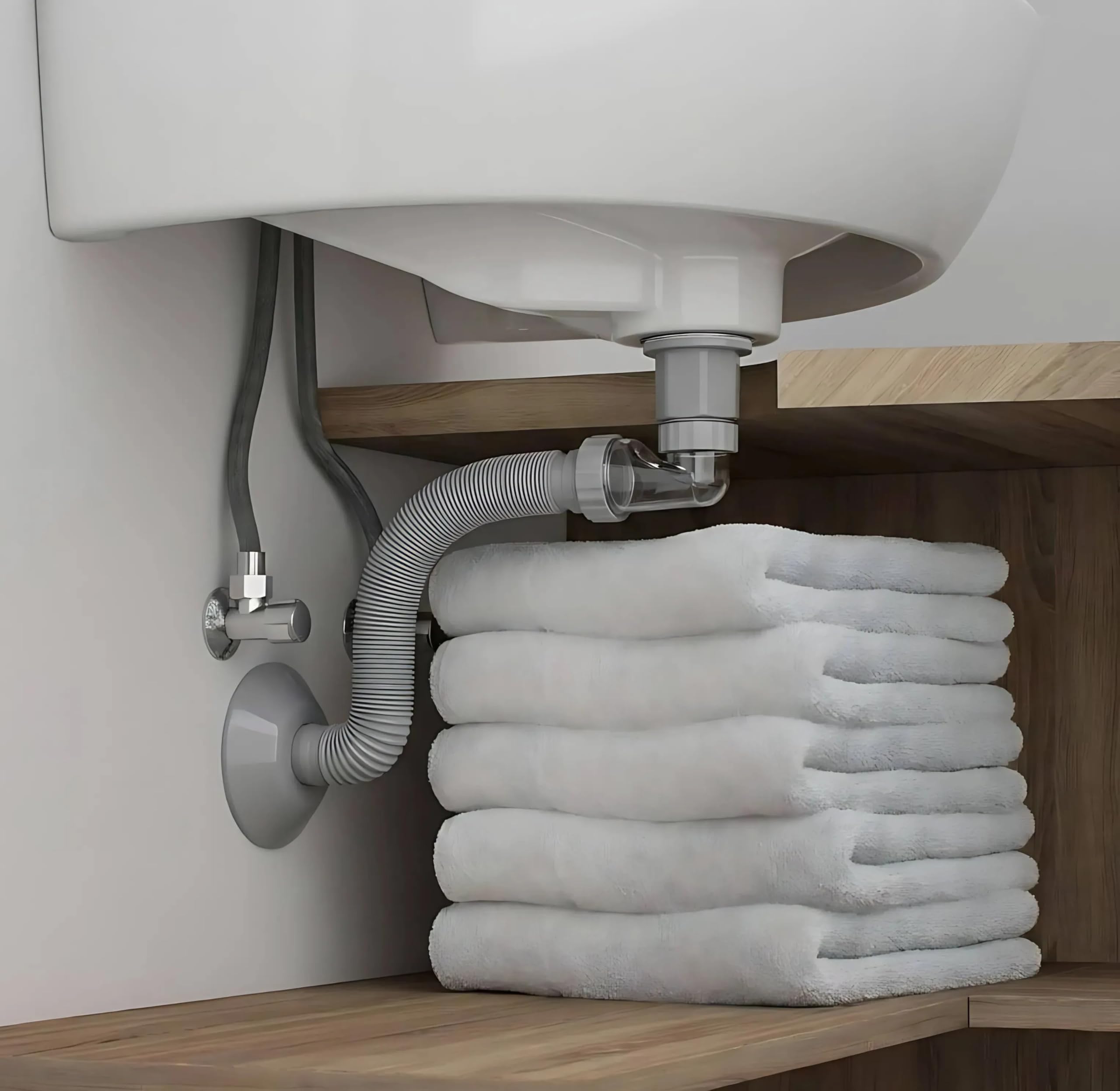 Rea - Sifón de lavabo Flow KLIK-KLAK - Acero Inoxidable, Abs - Negro - 93x6,6x11,8 cm