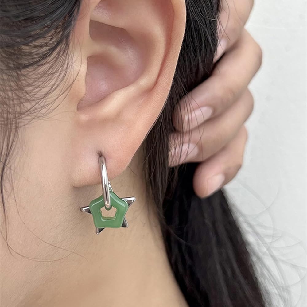 Y2k Star Huggie Hoop Earrings - Silver Star Earrings for