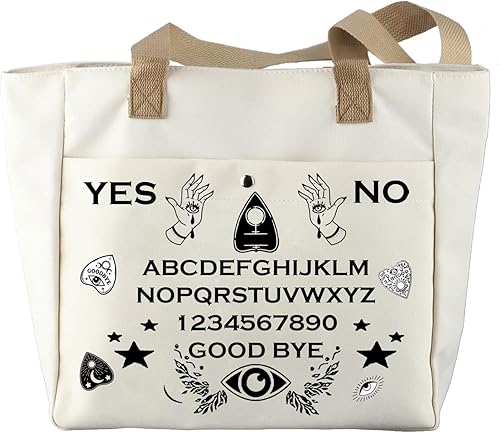 JYTAPP Ouija - Bolsa de maquillaje para pizarra de Ouija, lona plancheta, bolsa de cosméticos, bolsa de arte con cremallera, tablero de espíritu de