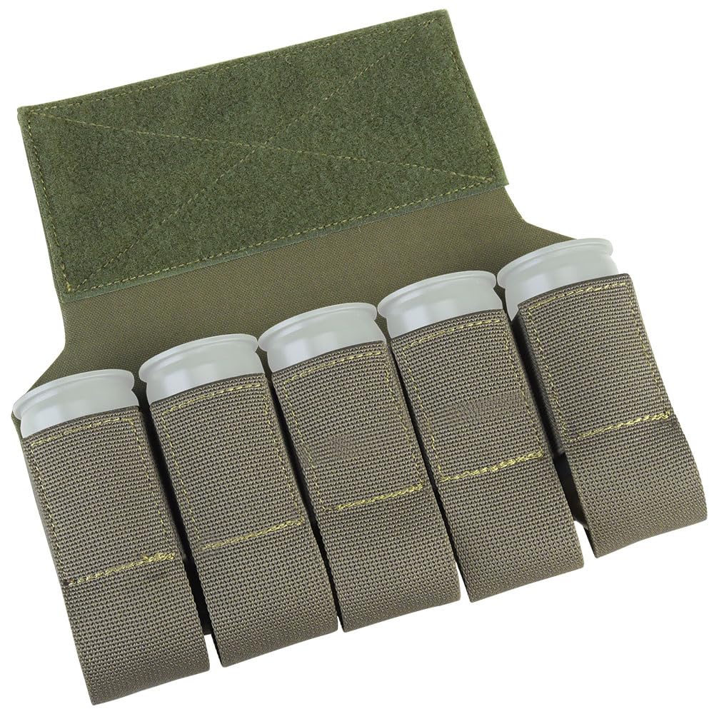 Poche Tactique 5BH 40MM – 5 Grenades M203, Rangement Nylon 23 Cm, Boucle Et Crochet, Pour Gilet Chasse Airsoft