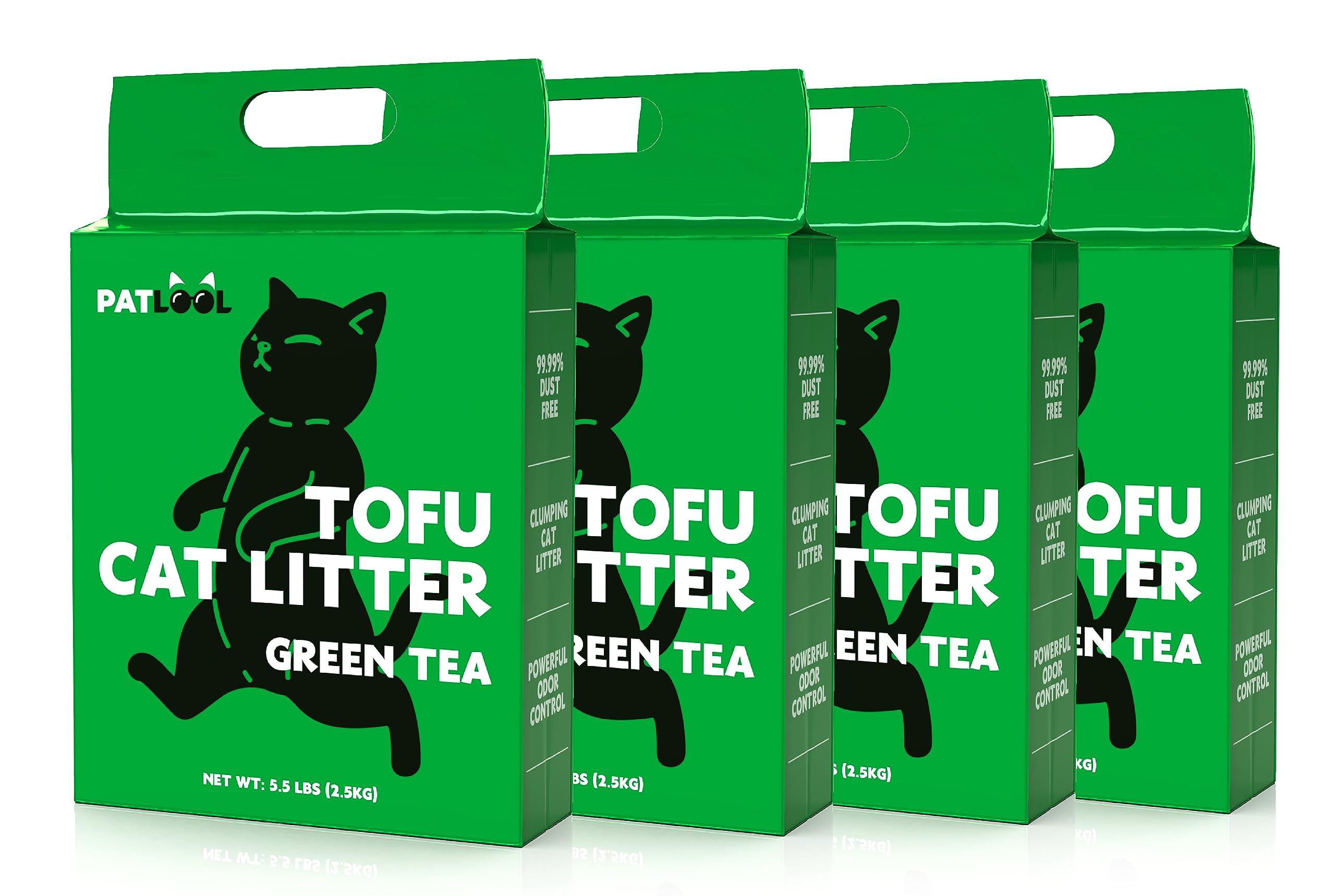 PATLOOL Tofu Cat Litter, Lightweight Natural Clumping Cat Litter Odor Control 99.9% Dust-Free, Flushable Low Tracking, 22 LB Total, Pack of 4
