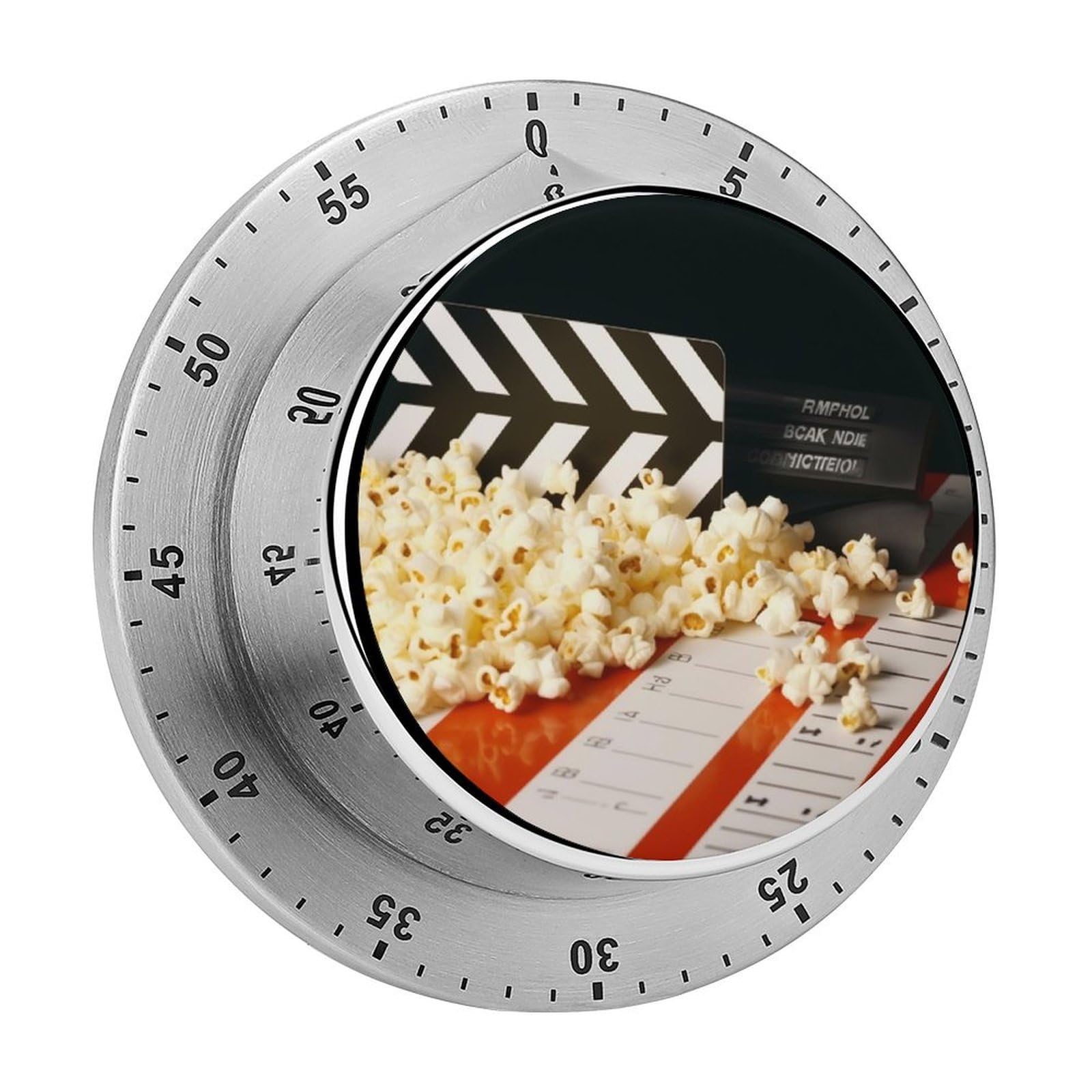 Cinema Clapboard and Popcorn Kitchen Timer for Cooking,Chef Cooking Timer Clock with Loud Alarm Stainless Steel Countdown Timer No Batteries for Home Baking Cooking