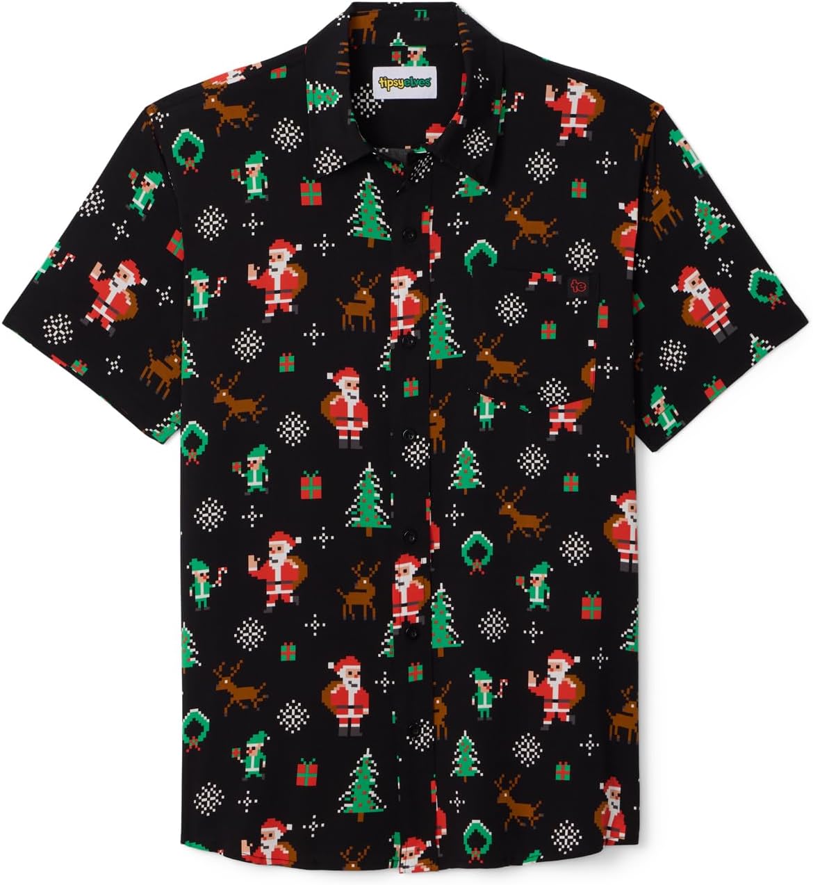Tipsy Elves Men's Short Sleeve Holiday Button Down Shirts - Funny Christmas & Hanukkah Hawaiian Shirts for Men