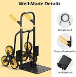 Goplus Hand Truck, 2-in-1 Folding Height Adjustable Stair Climbing Cart with 350 LBS Capacity, Elastic Rope, Telescoping Handle, 6 Rubber Wheels, 12” x 11.5” Nose Plate, Heavy Duty Dolly Cart