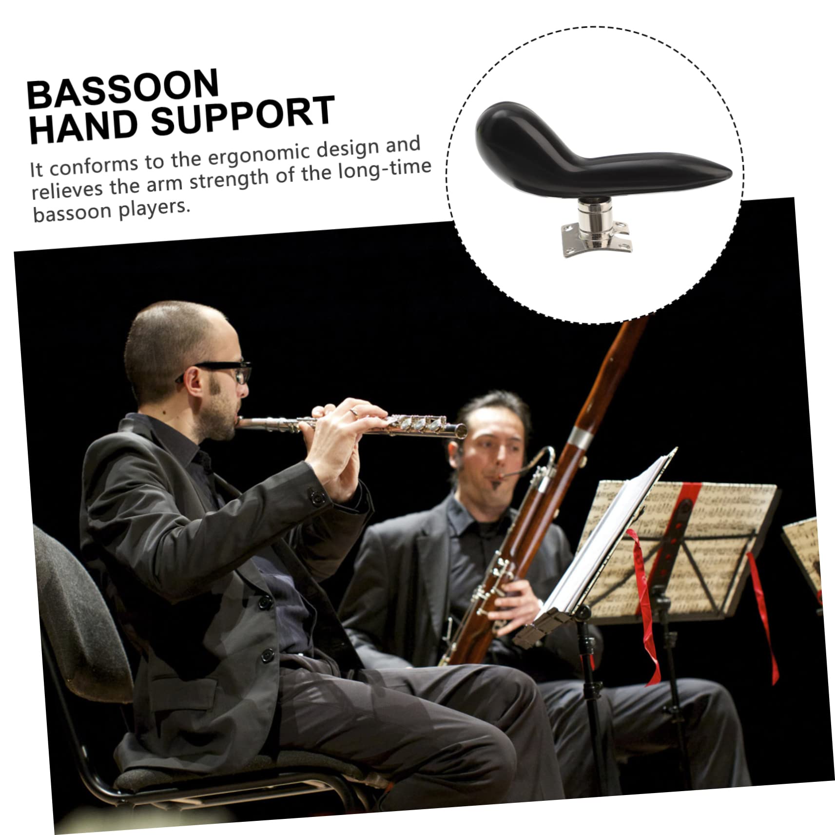 Fagott und Handgelenkpolster Handstütze mit Solidem Halt aus Abs und Metall Schwarze zur Druckentlastung Beim Bassoon Spiel