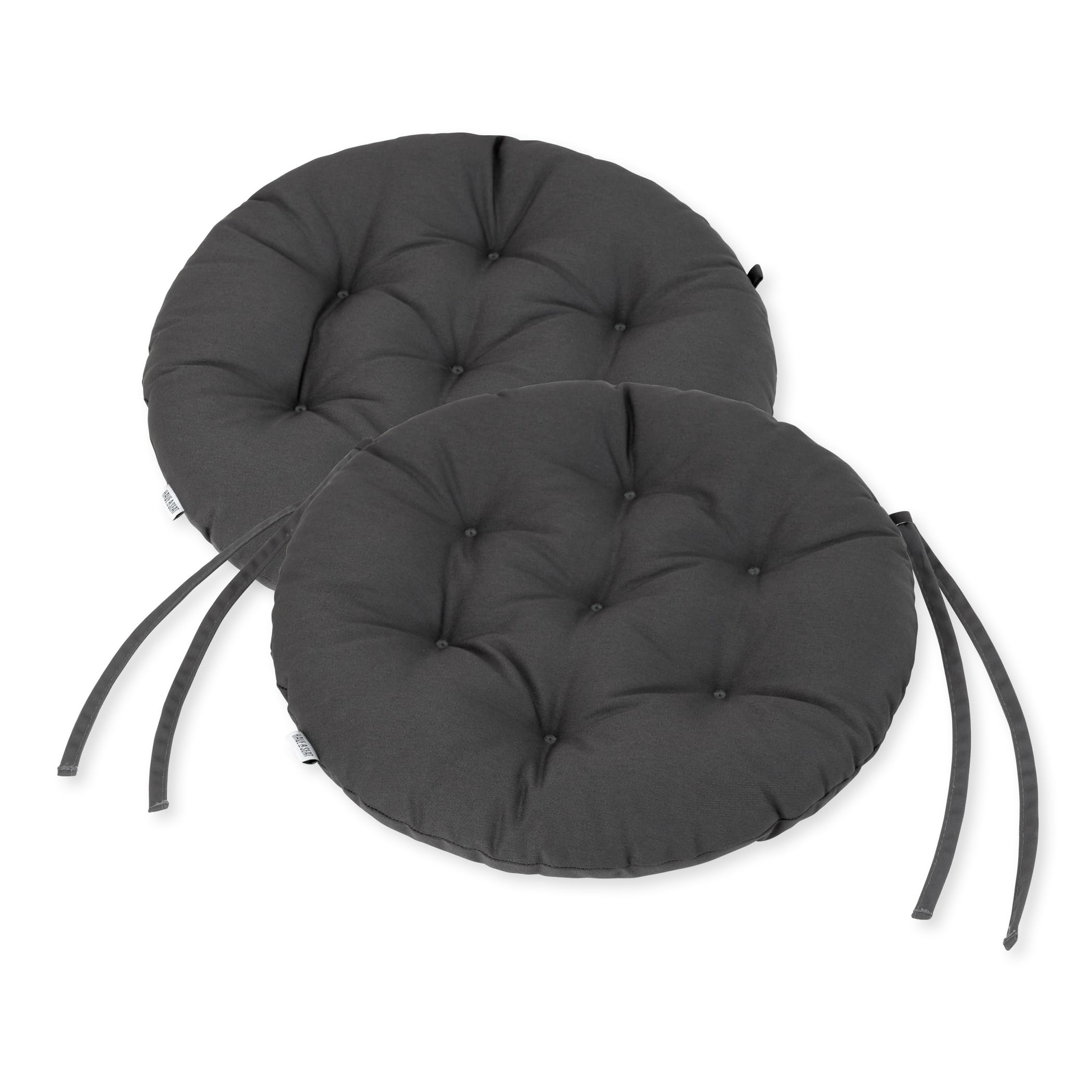 Sitzkissen Rund 40cm - 2er Set - Bequeme Sitzkissen Outdoor - Waschbar bis 95°C, Wetterfest, Orthopädisch - Made in Germany (2er Set - Ø 40cm, Grau/Anthrazit)