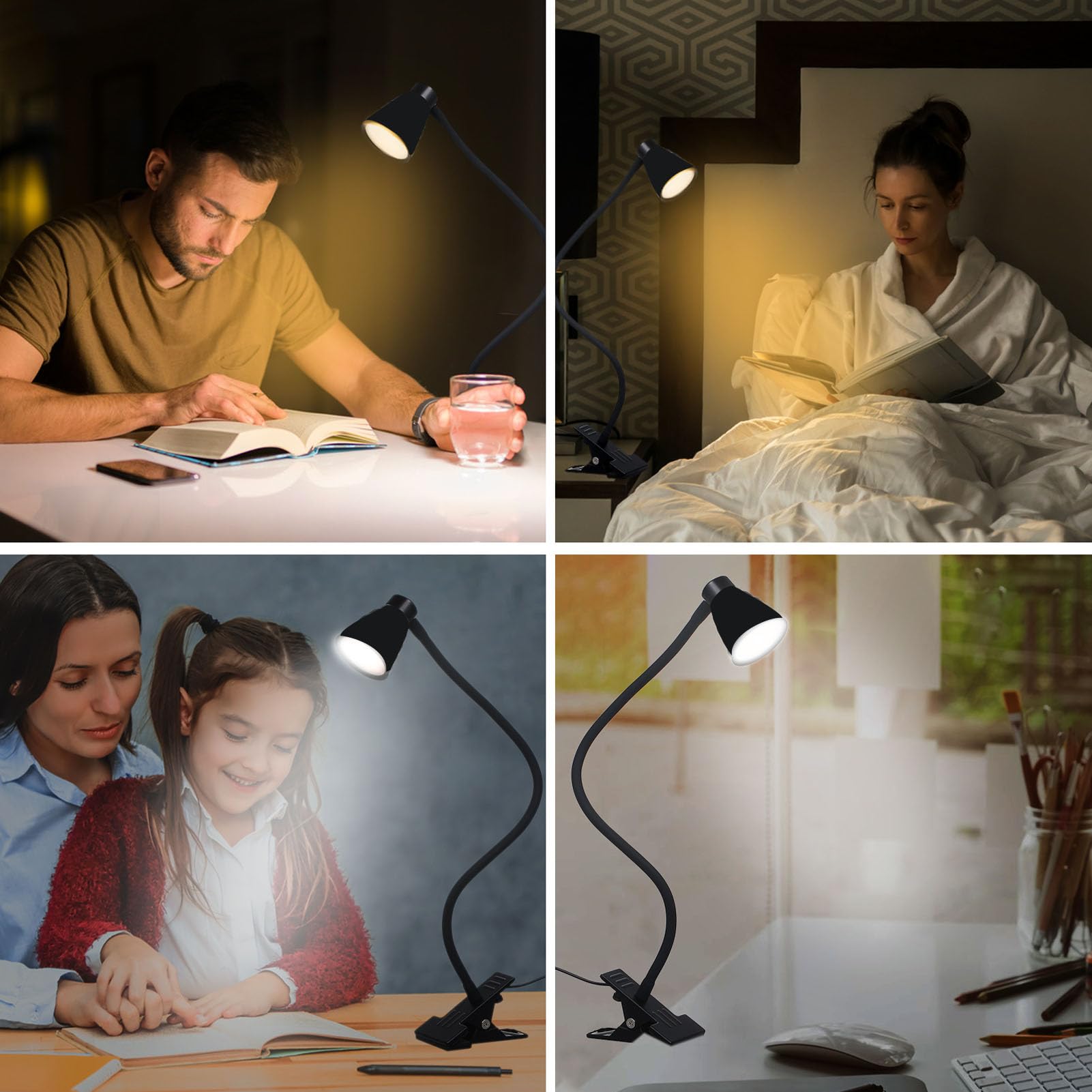 Bureaulamp Clip-on Licht, 5W 24LEDs Leeslamp USB-oplaadpoort 3 Kleurmodus 10 Helderheidsniveaus Flexibele Zwanenhals, 5W 24LEDs Klemlamp voor Thuiskantoor Make-up Slaapkamer Bureaulamp Clip-on Licht, 5W 24LEDs Leeslamp USB-oplaadpoort 3 Kleurmodus 10 Helderheidsniveaus Flexibele Zwanenhals, 5W 24LEDs Klemlamp voor Thuiskantoor Make-up Slaapkamer