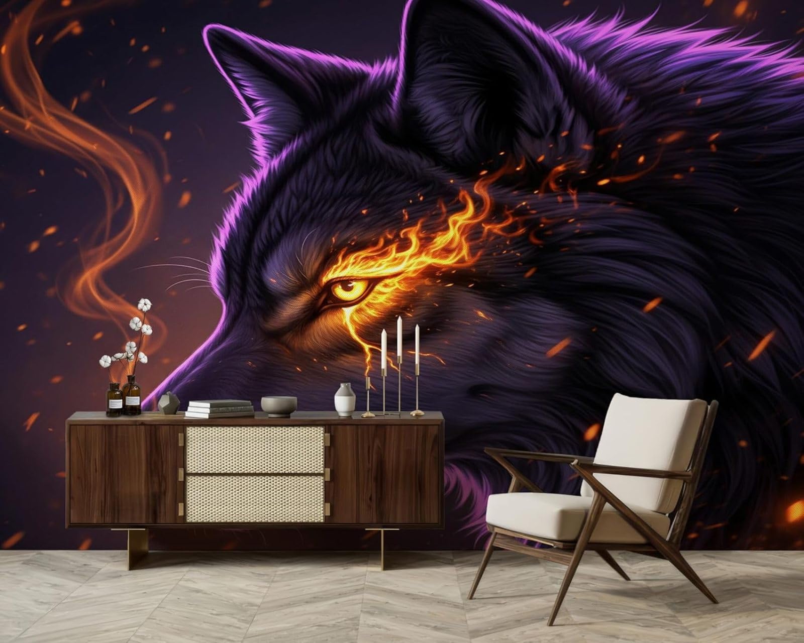 Hgjdjhnf Boys 3D Mural Wolf Gaming Photo Wallpaper For ' Rooms, Cool Non-Woven Wallpaper, Modern Living Room, Bedroom, Children's Room, Wall Decor, Motif Wallpaper, 430Cm X 300Cm, Wall Sticker - Background Wall - Painti