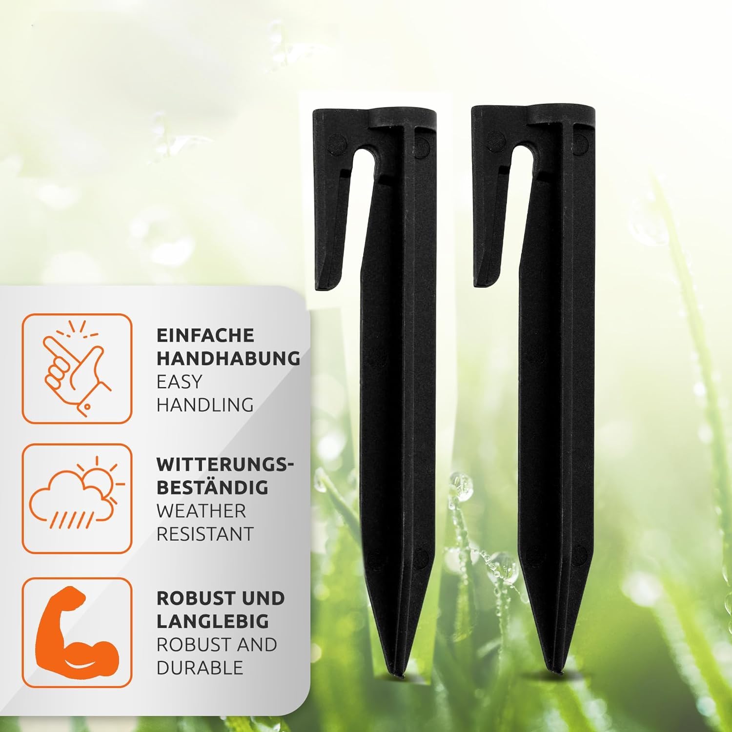 100 Piquets De Sol En Plastique Solide - Pour Câble Robot Tondeuse, Tente, Camping - Fixation Stable Et Résistante Aux Intempéries - 12