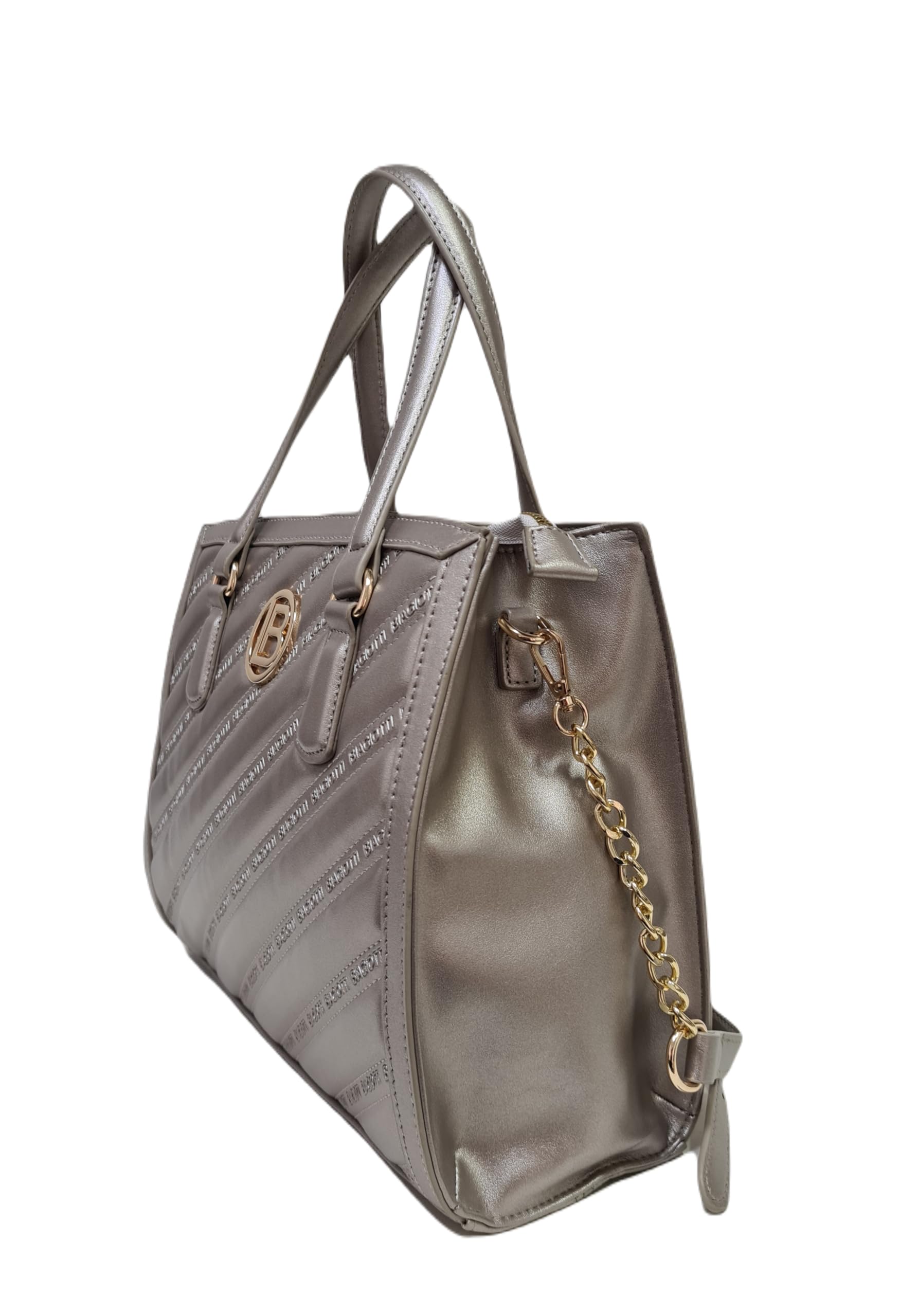 Laura Biagiotti Borsa a mano da donna in pelle rossa, trapuntata, con manico e dettagli in metallo (METAL)