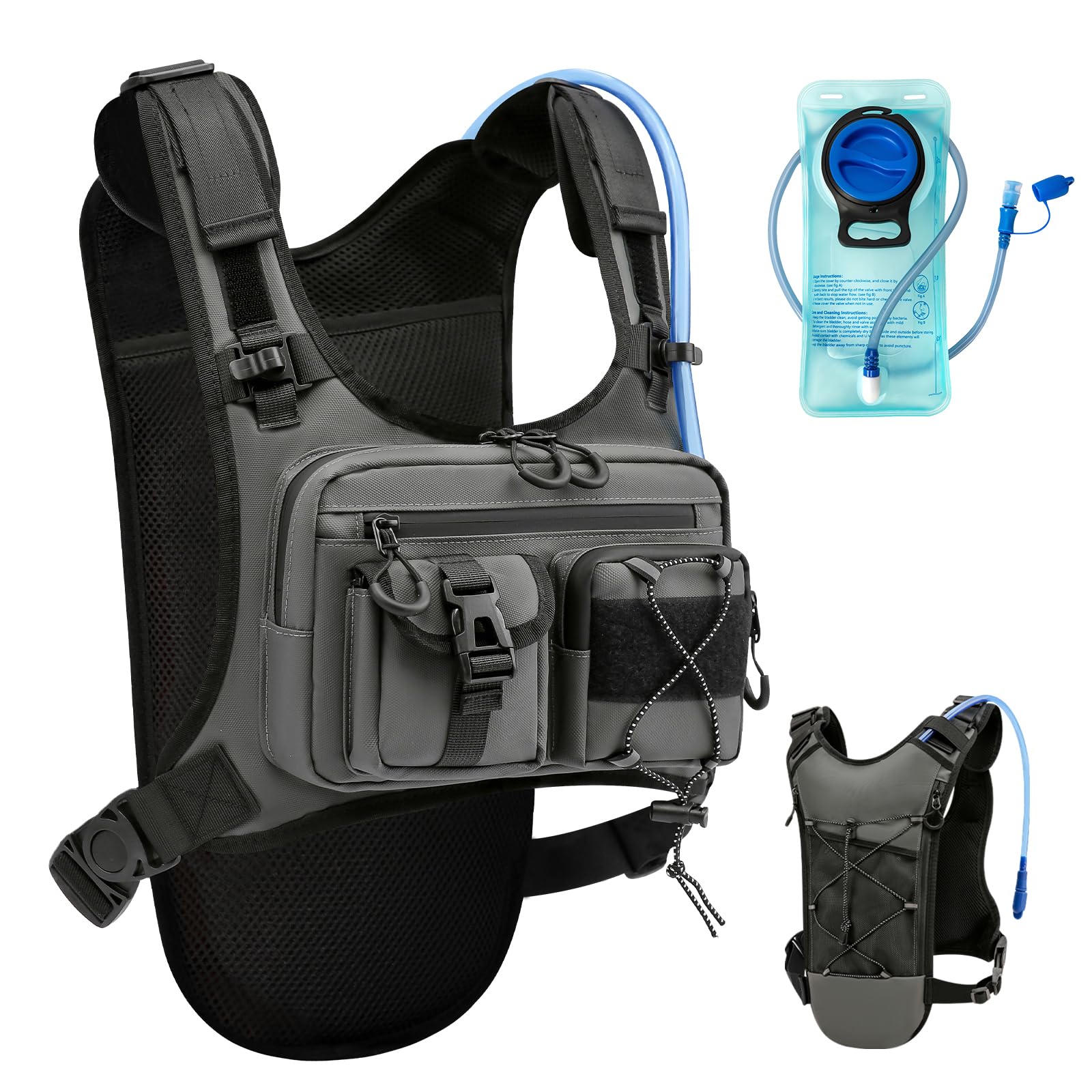 Criuage USA Original Patent Running Hydration Vest Backpack, Lightweight Chest Pack with 2.0L Water Bladder Bag Daypack for Hiking Running Cycling Race Marathon for Women Men