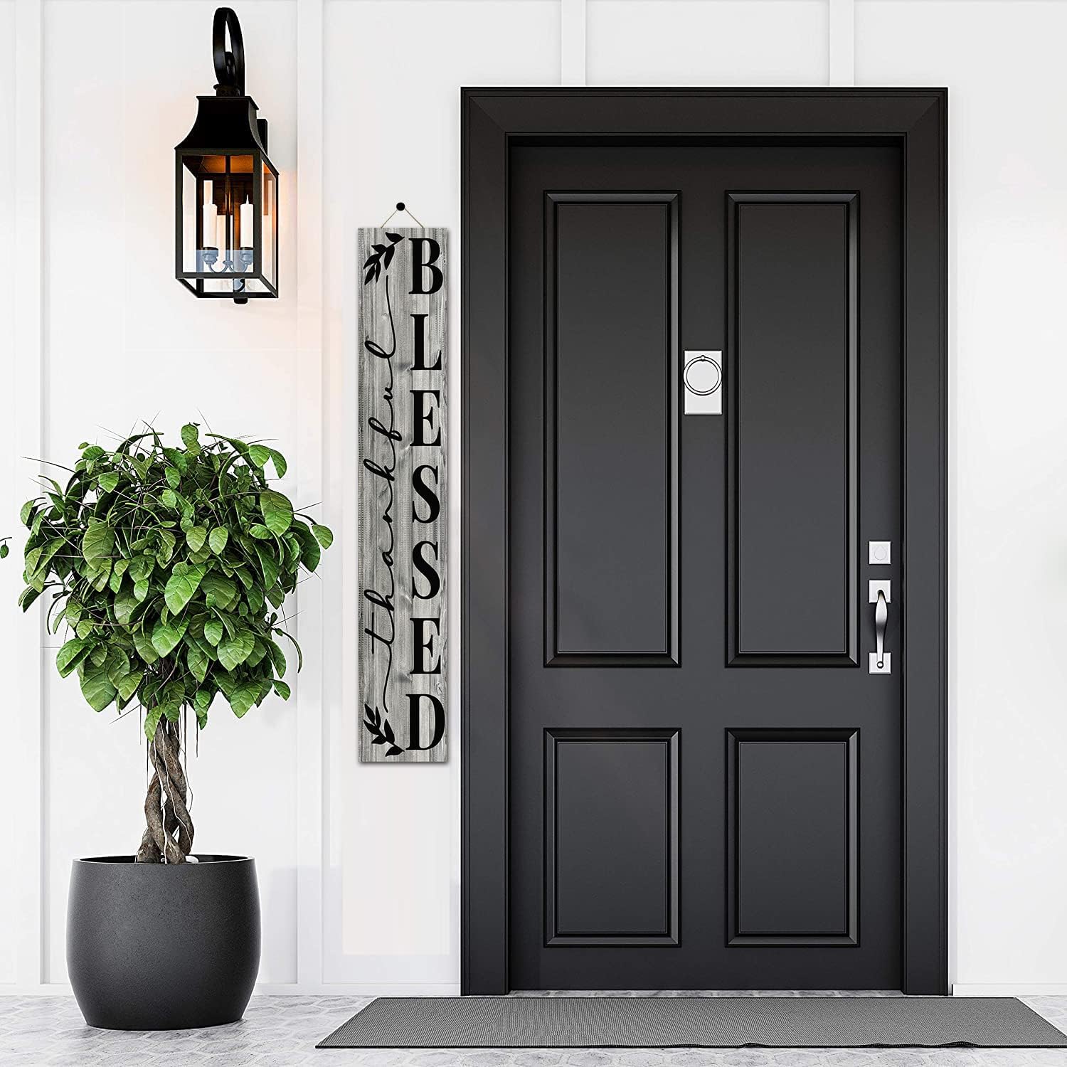 Bless Vertical Sign,Vertical Wooden Thankful Blessed Sign,Rustic Blessed Wooden Vertical Sign for Front Door,8*48Inch Farmhouse Retro Wall Art Wood Sign,Farmhouse Porch Vertical Wooden Hanging for Housewarming Gift,Home,Indoor,Outdoor