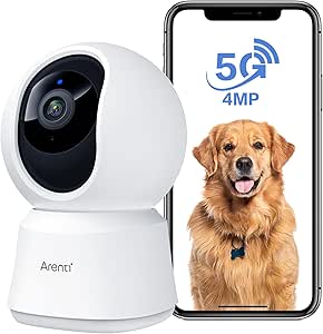 ARENTI 5G Security Camera Indoor, 4MP Pet Camera with Speaker for Dog/Cat, Baby Monitor with Phone App, Dual-Band WiFi, Auto Tracking, Super Night Vision, 2-Way Talk, Cloud & SD Card Storage asin的图片
