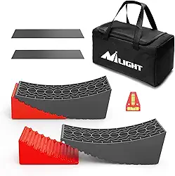 Nilight Nivelador RV - Pacote com 2 blocos de nivelamento de campista suporte de rampa eixos duplos, até 16 kg, sistema de nivelamento de acessórios de RV rápido para trailer de viagem, motorhome -