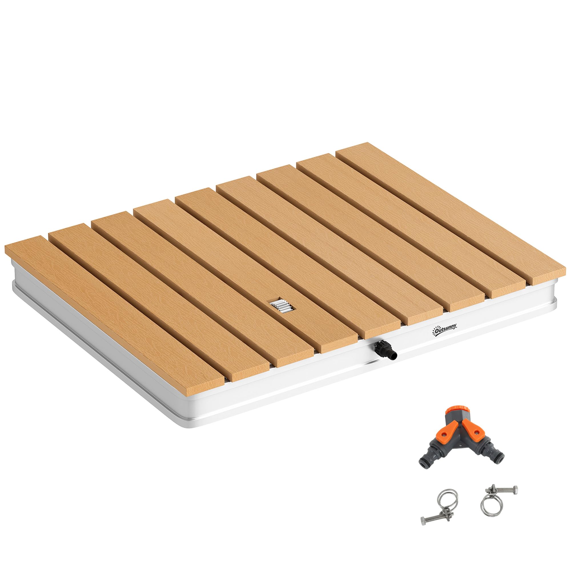 Outsunny Douche de Jardin extérieure Portable, Douche de Camping Hauteur de Fontaine réglable jusqu'à 4 m, étanche, Structure en Alliage d'aluminium, résistante aux UV et au Gel pour Piscine, Plage