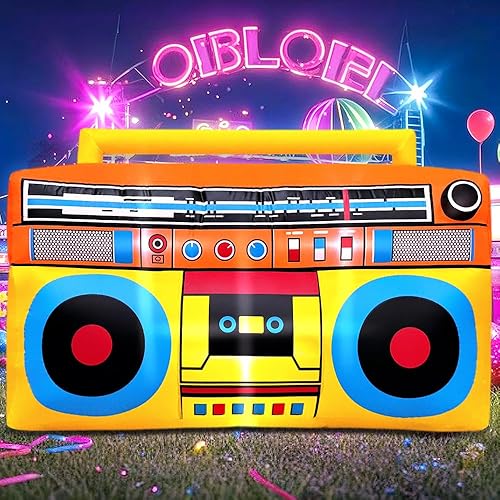 Miniatura 6 de Decoración de fiesta de los años 80 y 90 de 5 pies, decoraciones inflables de radio Boombox, luces LED inflables, recuerdos de fiesta, para temática