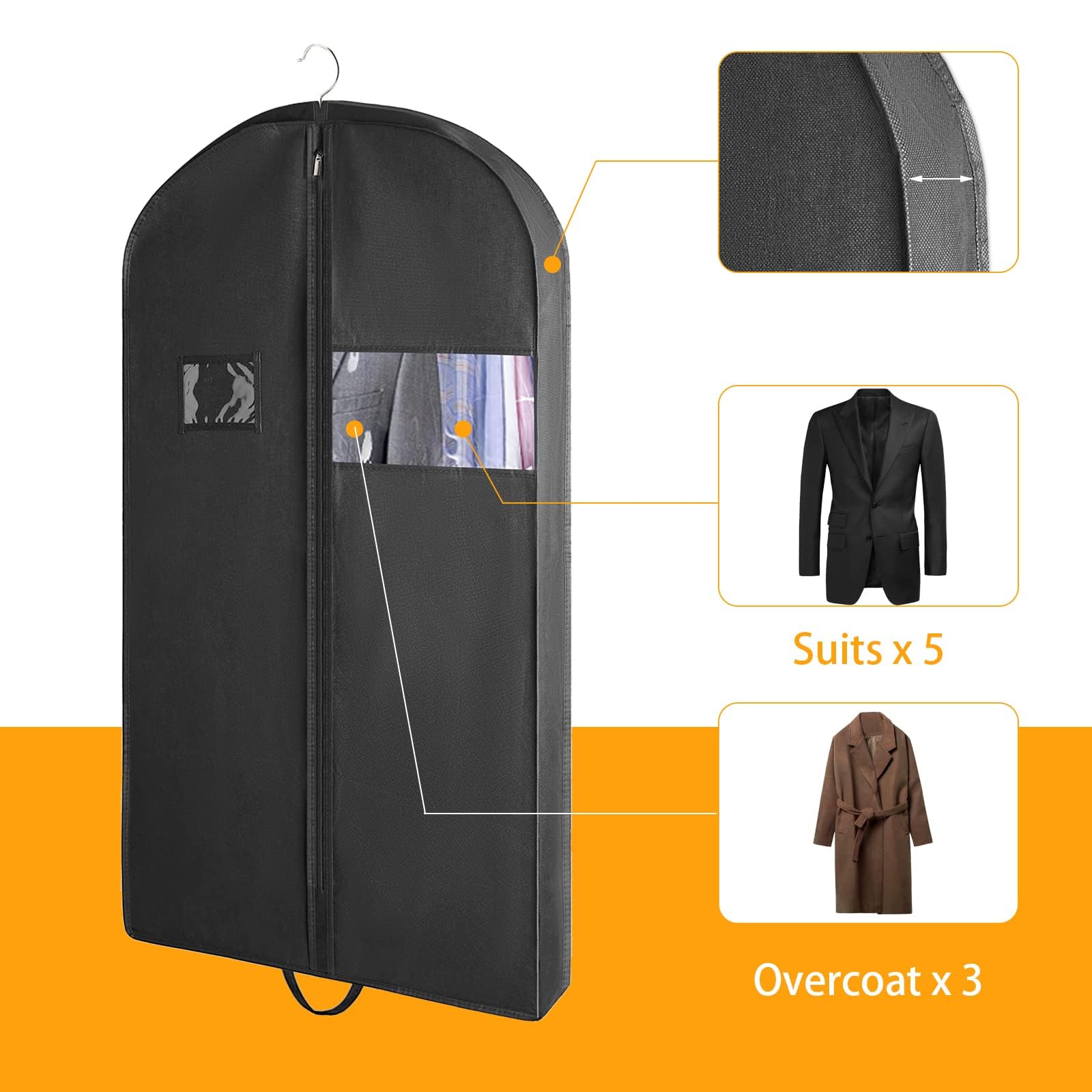4 Custodie Porta Abiti 60x180 Cm - Copriabiti Antipolvere E Antiumidità - Foto 2