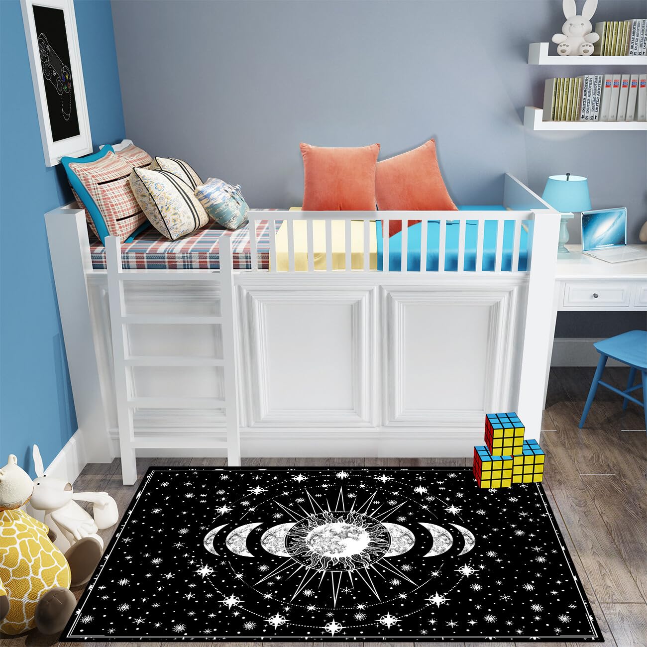 Tapis soleil et lune – Tapis lune – Tapis bohème avec étoiles célestes – Tapis solaire noir et blanc Tapis soleil et lune – Tapis lune – Tapis bohème avec étoiles célestes – Tapis solaire noir et blanc