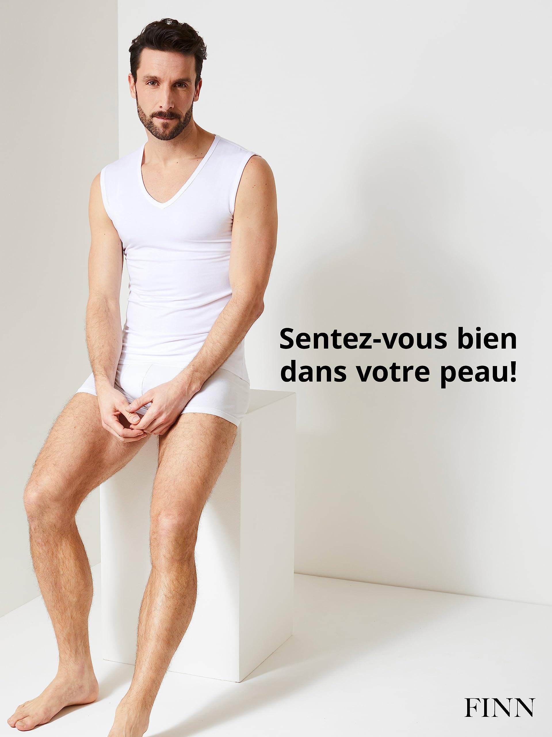 FINN Maillot de Corps Business pour Homme sans Manches avec Col V - sous-Maillot en Tissu Original Lenzing® Modal - Le Débardeur Parfait sous Une Chemise et Un Costume