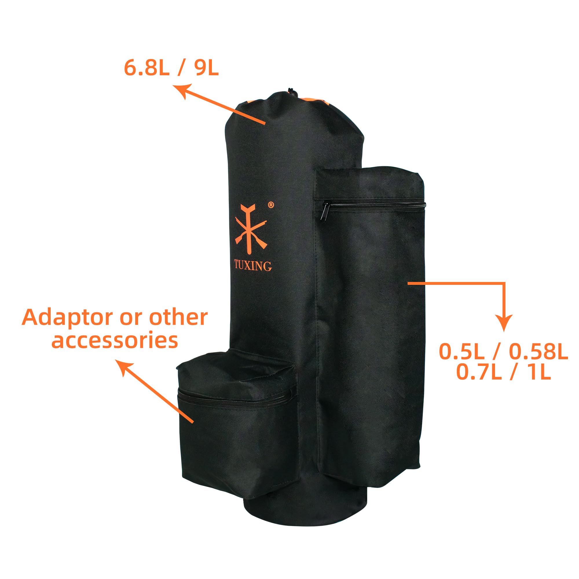 TUXING Pcp Carbon Fiber Tank,Paintball Air Tank & Cylinder Carrier Bag Pouch Backpack 3L/6.8L/9L (6.8L-Black)
