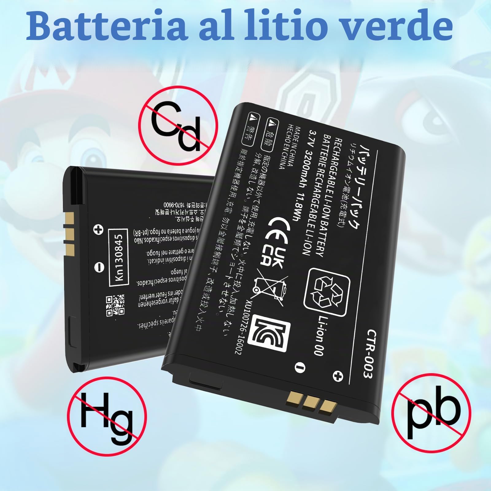 3DS - Batteria sostitutiva CTR-003, 3200 mAh, compatibile con Nintendo 3DS N3DS CTR-001 MIN-CTR-001 con kit di attrezzi (non per New 3DS, 3DS XL)