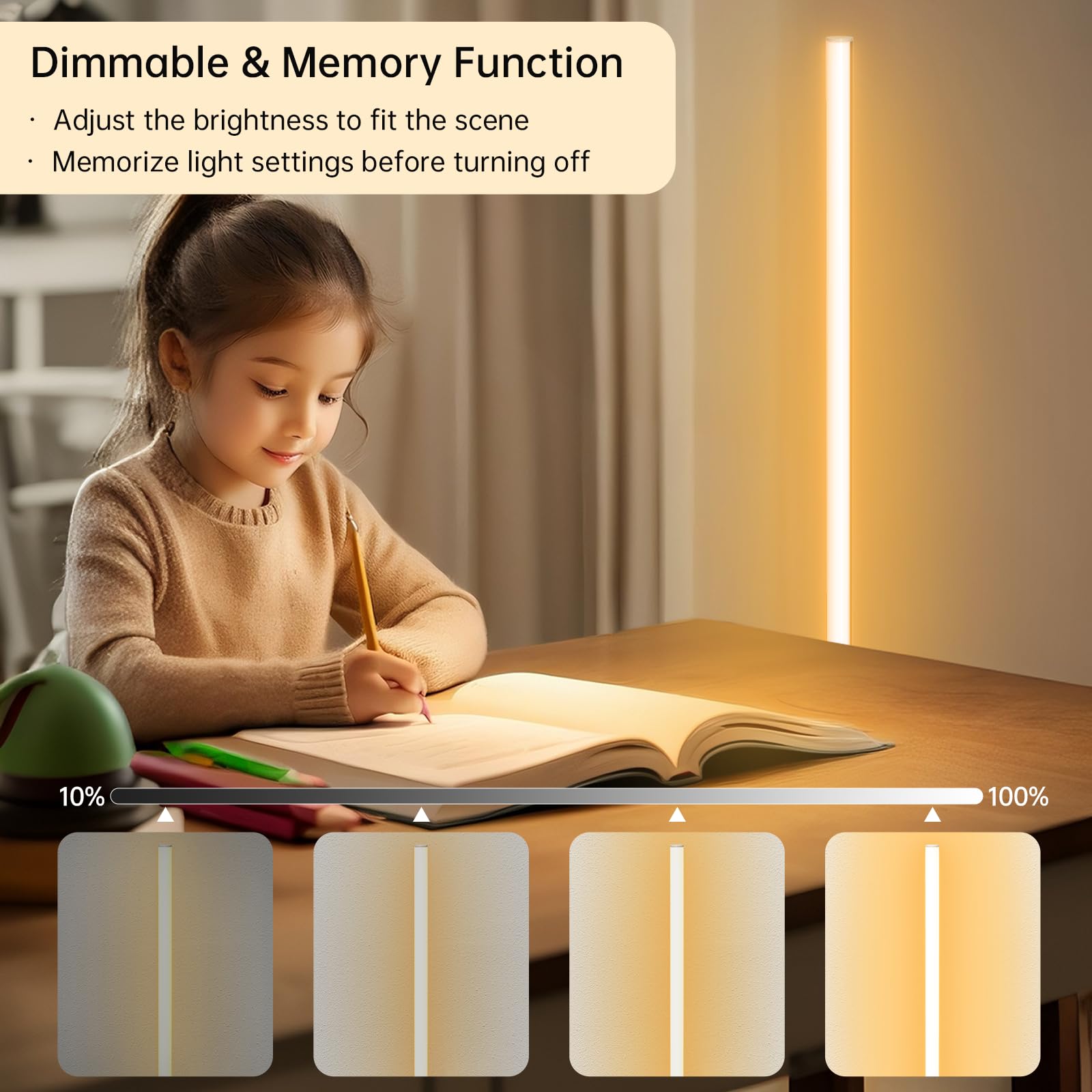 Lampade da Terra per Soggiorno, Moderna Lampada da Terra Dimmerabile Luce Angolare con Telecomando, Regolabili Continuo Colori 2700K-6500K & Luminosità, Lampada da Lettura per Ufficio, 147CM