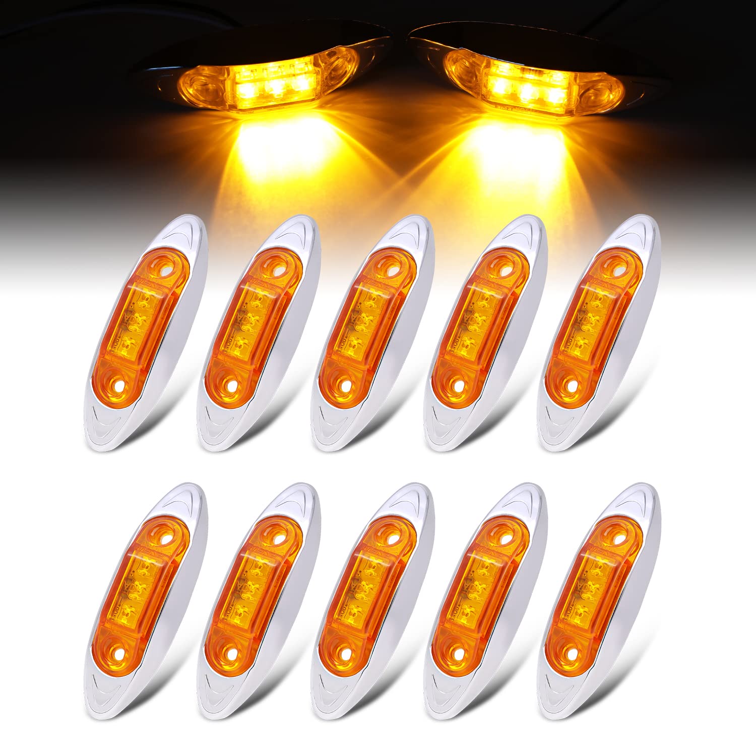 Snapklik.com : 10 Pcs 2.5 Inch Amber Mini Sealed Side Marker Light ...