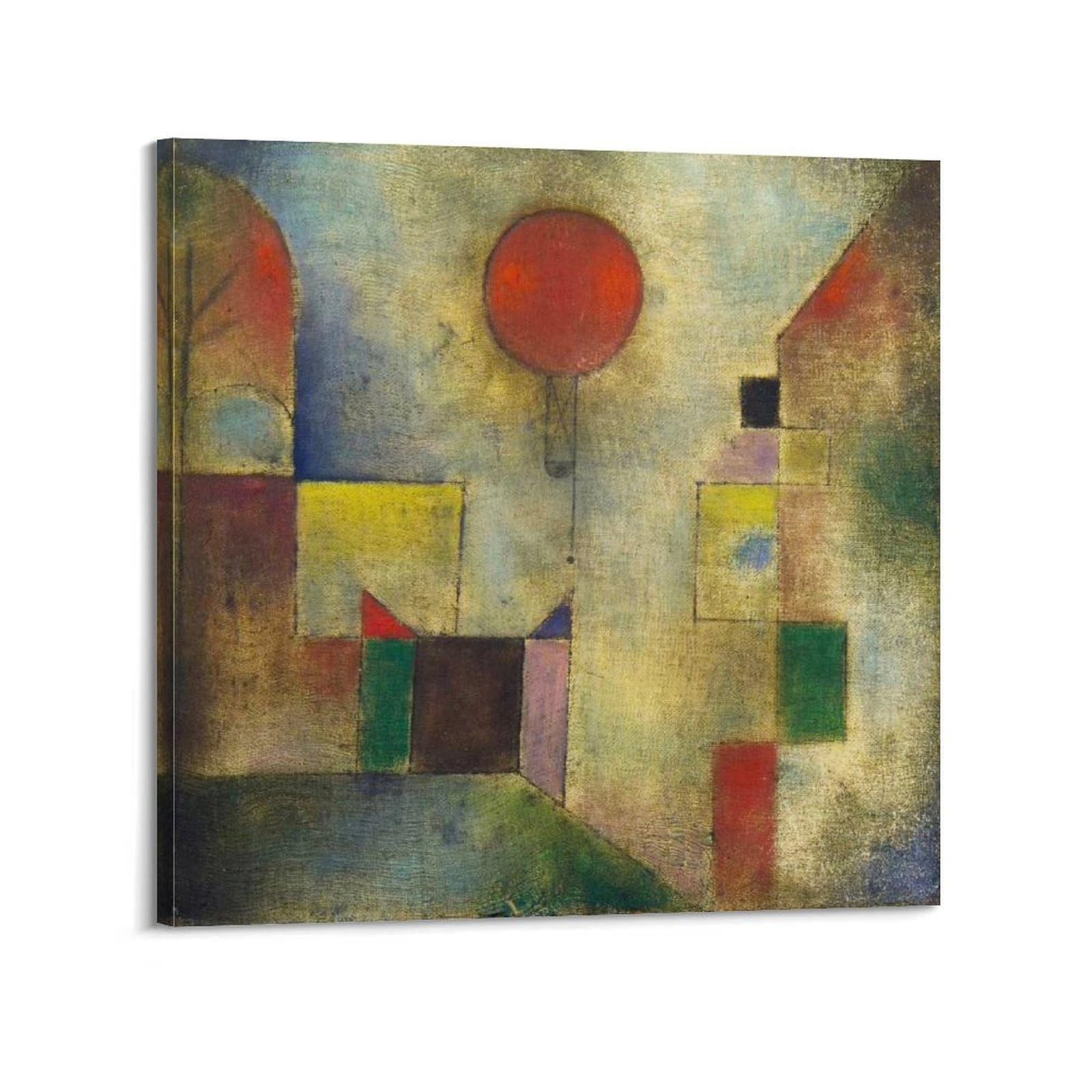 Ymxsdimds Frame-Style Red Balloon By Paul Klee Painting Poster Canvas Wall Art Picture Prints Hanging Photo Idea Decor 12X12inch(30X30cm)