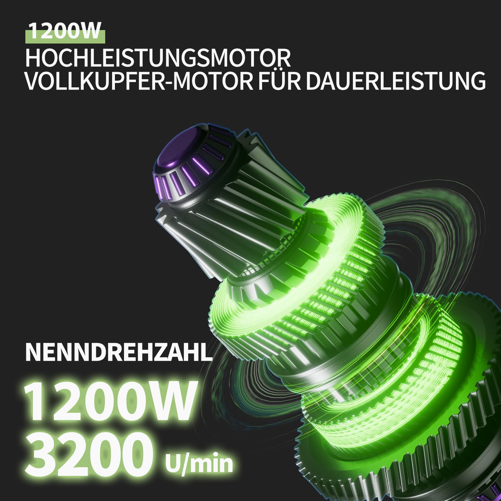 1200 W High Power - Cesoia elettrica per pecore, 6 velocità, 3200 giri/min, con lama a 13 denti, set in valigetta per pecore, alpaca, capre, cavalli (verde)