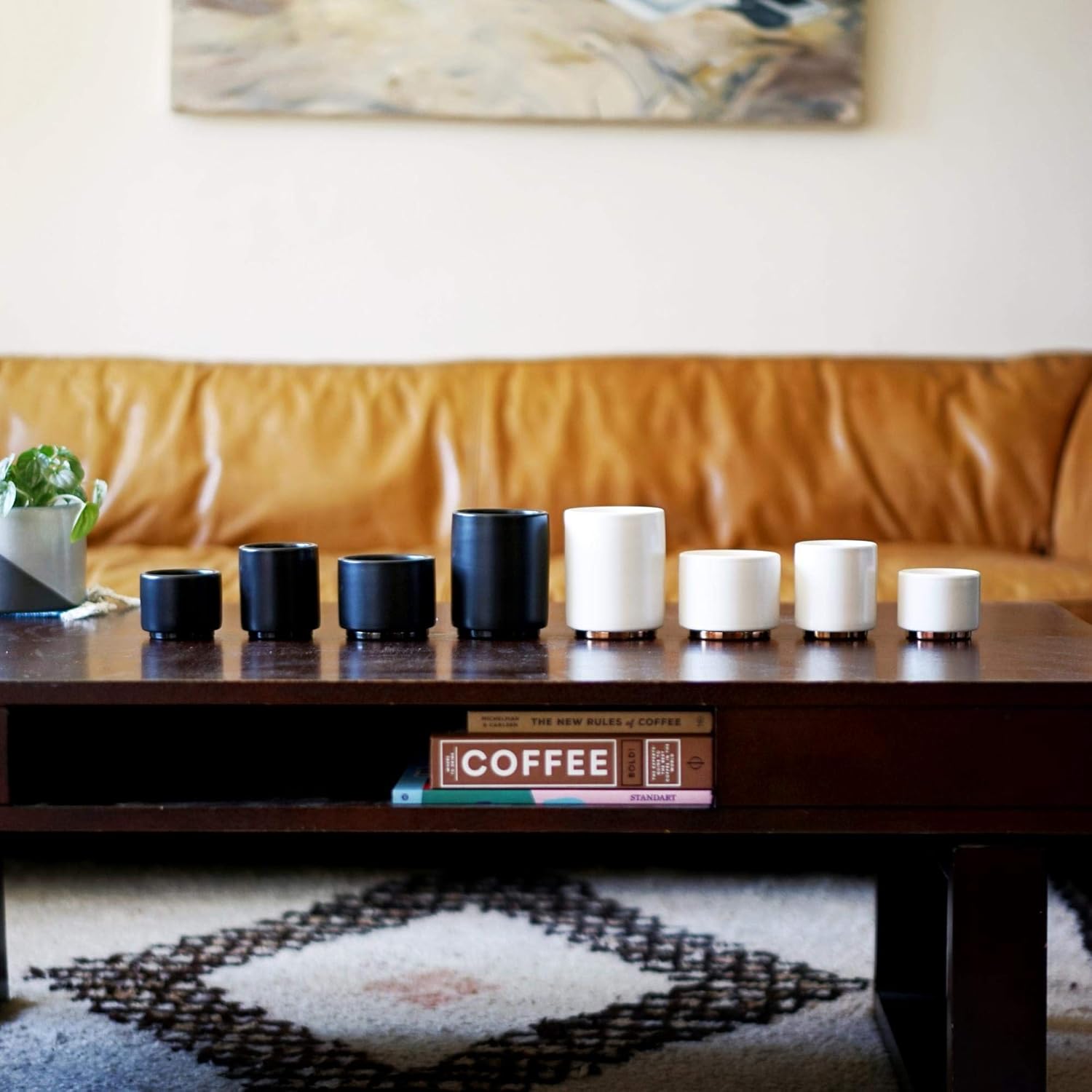 Fellow Monty Milk Art Coffee Cups - Double Wall Ceramic Cappuccino Mug, Matte Black with Graphite Base, 6.5 oz Cup