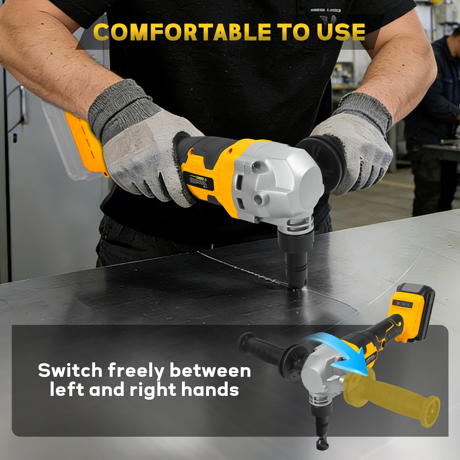 Grignoteuse en métal sans fil pour batterie DeWalt 20 V, grignoteuse sans balais avec 3 vitesses, grignoteuse électrique en acier pour acier inoxydable, aluminium, 30 000 tr/min, sacs poussiéreux, 2