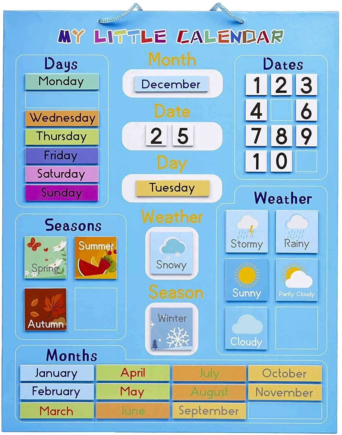 chuckle - My First Educational Magnetic Calendar (42 x 35 cm, English) - Boys & Girls Ages 3, 4, 5, 6 Years, Preschool, Kindergarten - Solid & Easy to Use