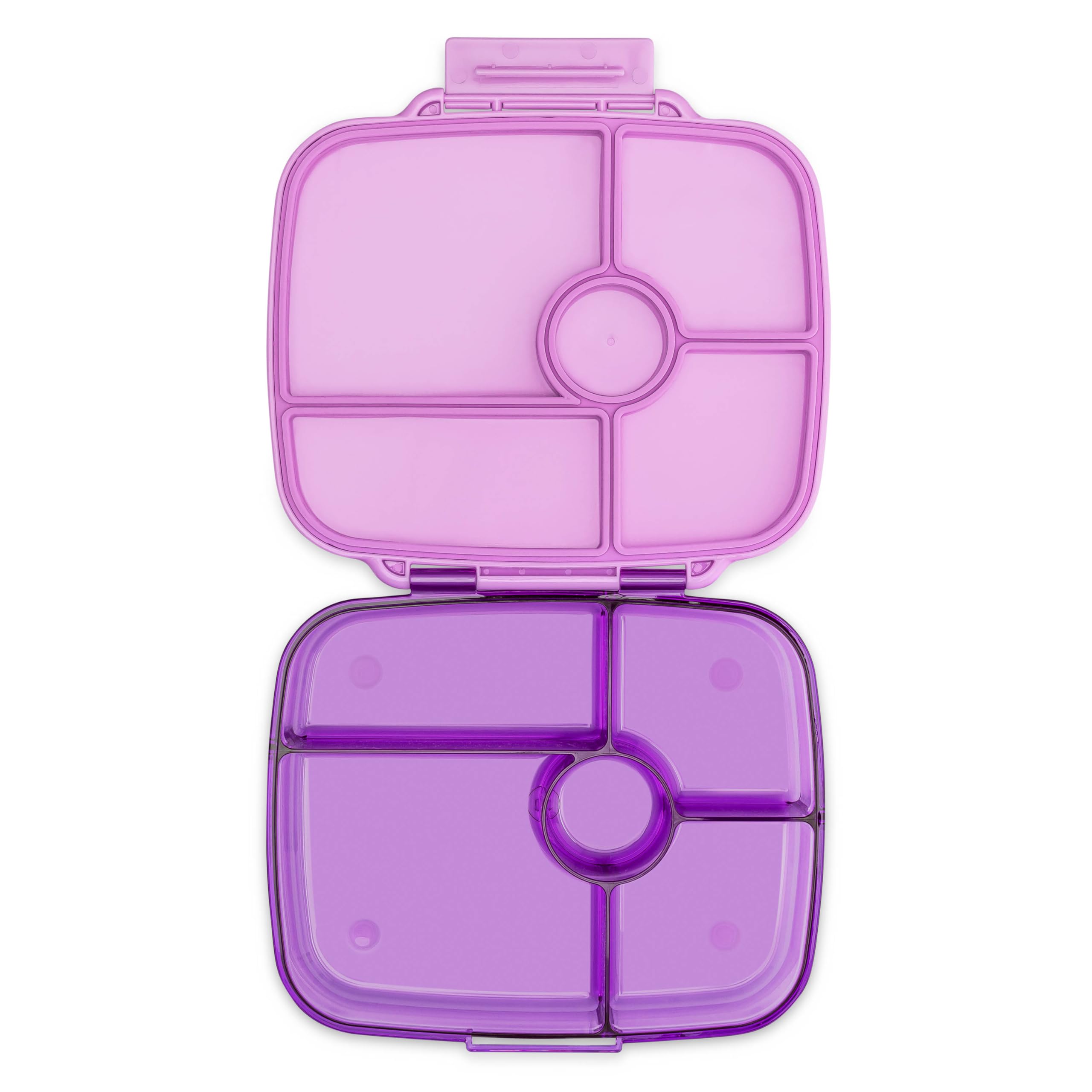 Yumbox Fiambrera Bento Go para niños y adultos, tapas a prueba de fugas, bandeja profunda, 5 compartimentos, junta extraíble, compacta, ligera, apta para alimentos (morado Kioto).