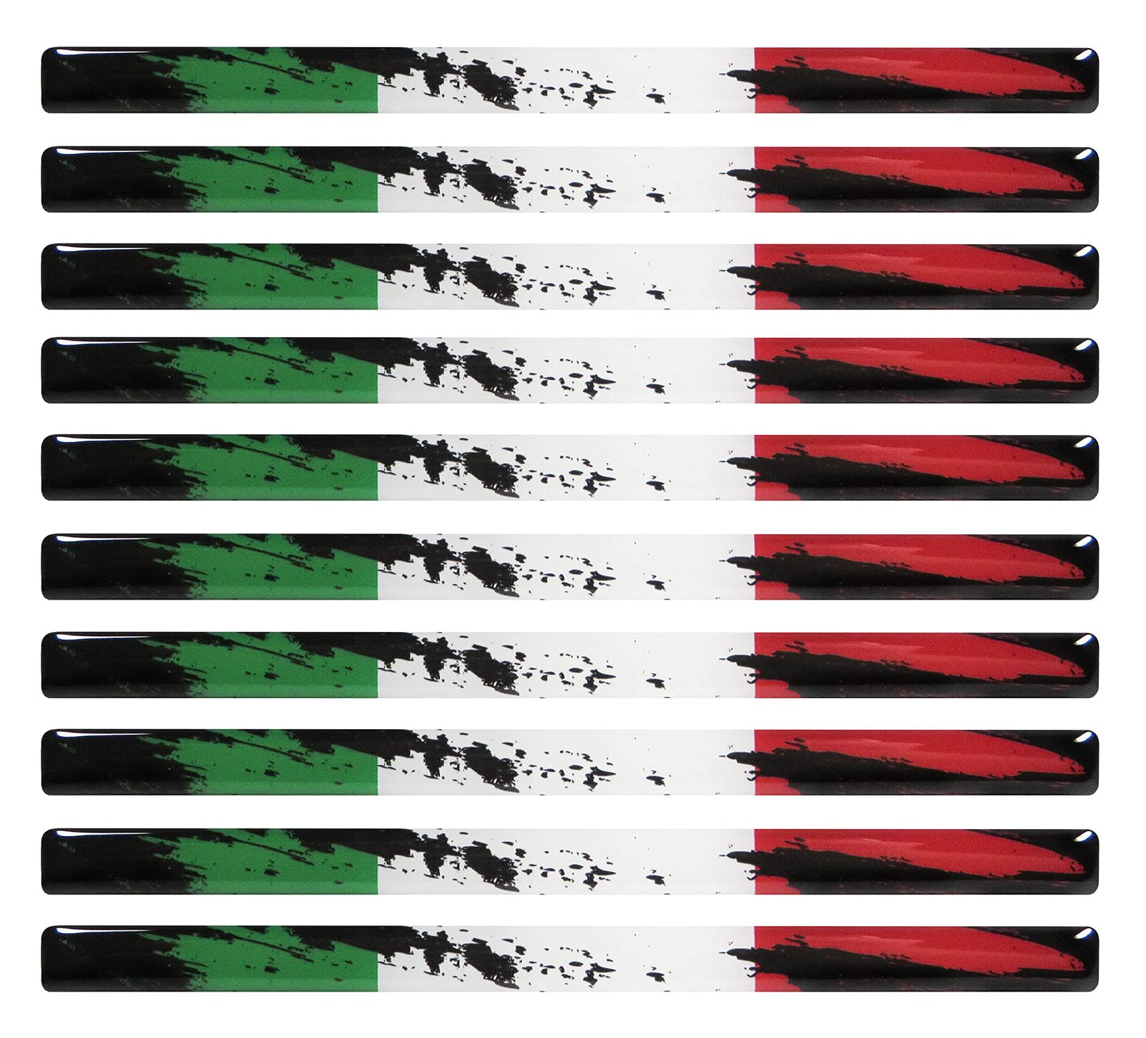 BIKE-label Italy 3D Sticker Flags 10 Pieces 150 x 10 mm Sticker for Car Motorcycle 300120VE
