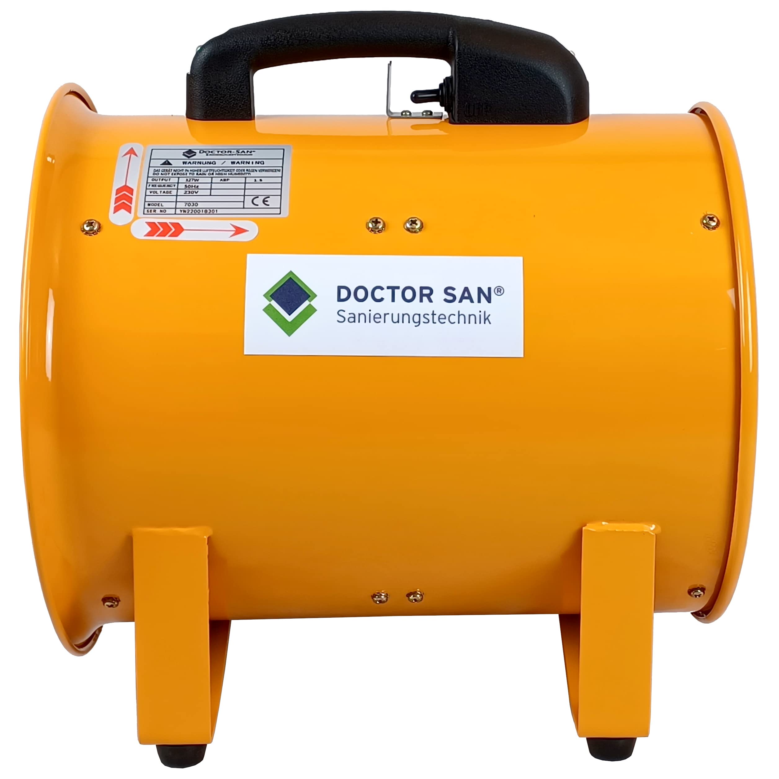 Doctor San - Sanierungstechnik Rohrventilator Bauventilator Axialventilator Axialgebläse Baugebläse Bautrockner Baulüfter 1.500m³ bis 4.920m³ (30cm 3.900m³/Std.)