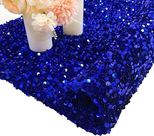 FUHSY The Yard - Tela de lentejuelas de 5 yardas, tela de terciopelo azul real para vestido de graduación, tela de lino con purpurina para telas de
