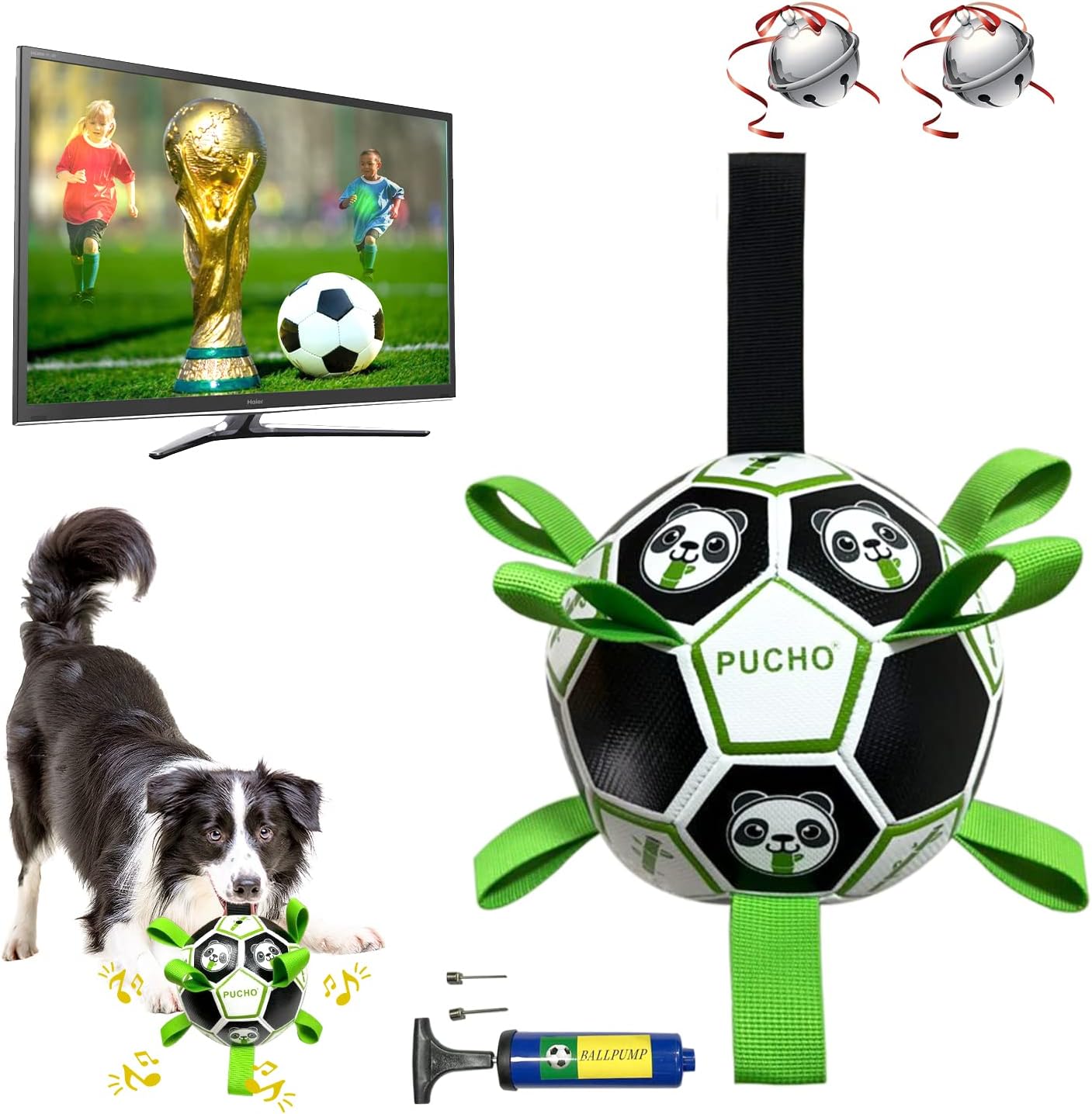 Dog Toys, Durable Dogs Toy Football with Grab Straps for Small & Medium