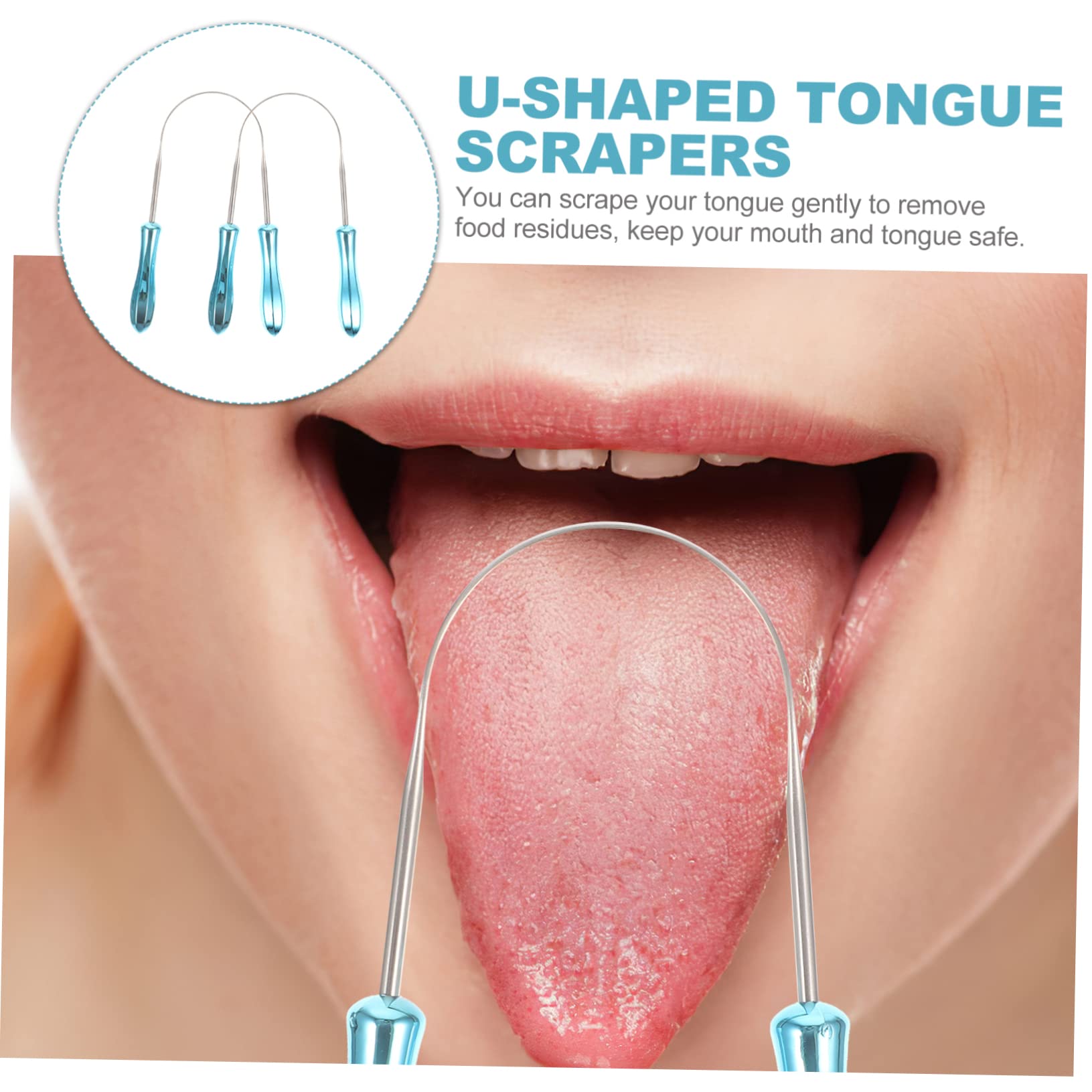Angoily 10pezzi Raschietti Per Lingua Acciaio Inossidabile U-shaped Strumenti Per Pulizia Linguale Rimozione Alitosi e Igiene Orale Confezione Da Opp
