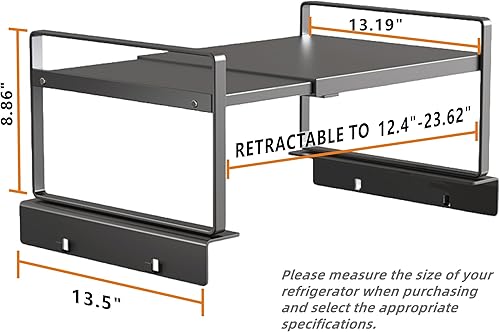 Miniatura 2 de Estante de almacenamiento ajustable para refrigeradorlavadora, estante organizador expandible (12.4 a 23.62 pulgadas, diseño en forma de L,