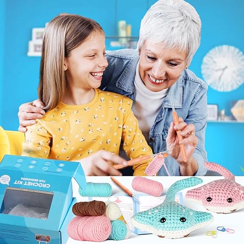Miniatura 6 de Ktmeor Kit de ganchillo para principiantes, kit de animales de ganchillo, kit de aprendizaje a ganchillo para principiantes con tutoriales en video