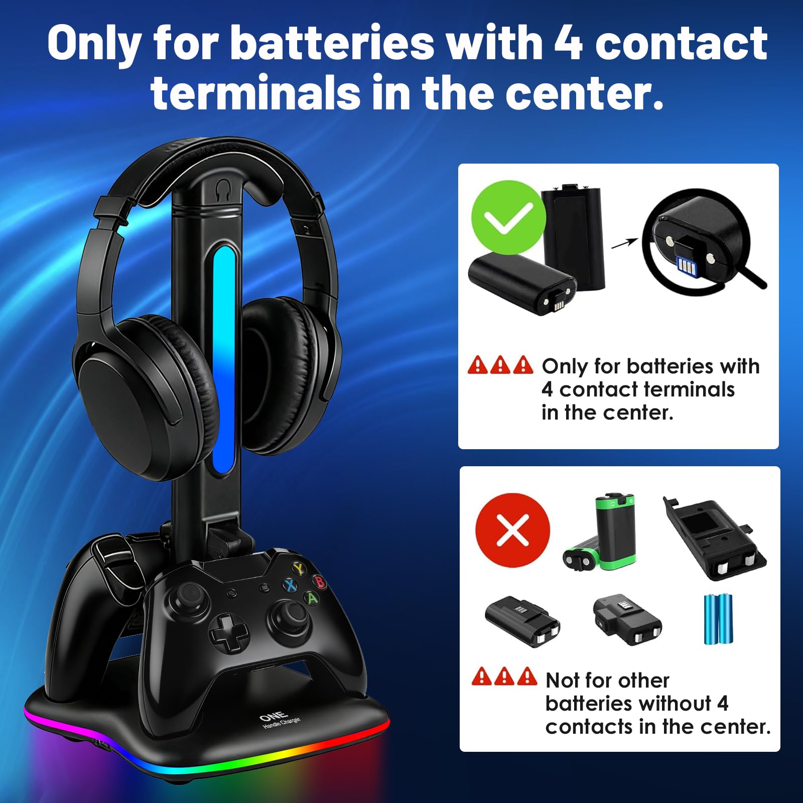 Ładowarka kontrolera ze stojakiem na słuchawki RGB do Xbox Series X/S/One,/One S/X, stacja ładująca kontroler XSX, zestaw słuchawkowy i kontrolery stojak uchwyt do Xbox, prezenty dla graczy
