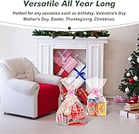 Vista 4 de Paquete de 50 bolsas grandes de celofán de 24 x 30 pulgadas, para cestas de regalo de celofán transparente, extra grandes de 2.3 mil de grosor