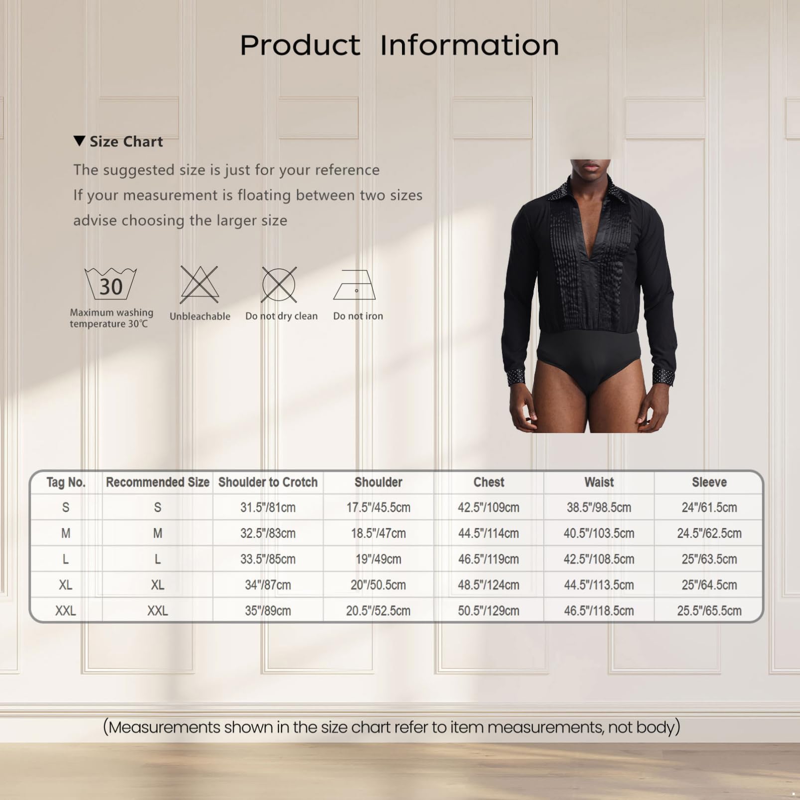 Aislor Maillot De Baile De Patinaje Artístico Para Hombre Body Plisado De Manga Larga Con Cuello En V Camisa De Baile De Jazz Latino