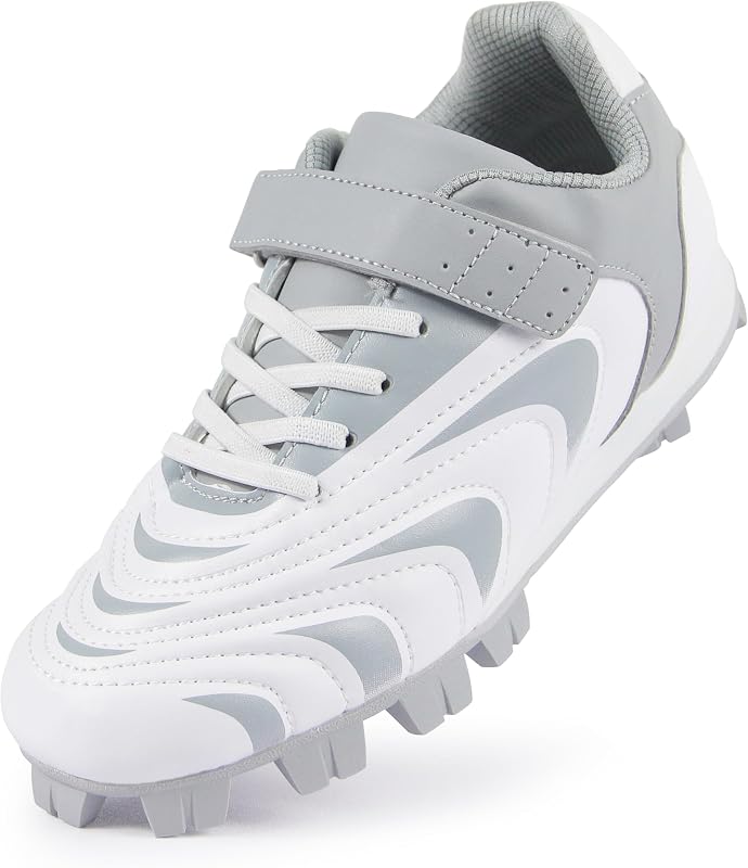 Tacos de béisbol unisex para niños Zapatos de softbol para niños Calzado deportivo | Goma moldeada, fácil de usar, niños niñas, niños pequeños, jóvenes grandes, zapatillas