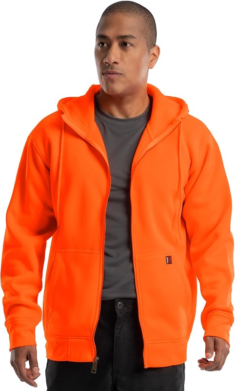 Men's Durable Performance Fleece Hi-viz Full Zip Hoodie