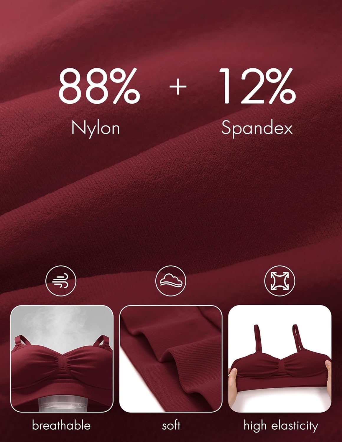 WANAYOU Bras for Women Bralettes for Women with Support Wireless Bra Comfortable No Underwire Push Up Padded Everyday Bra - Image 7