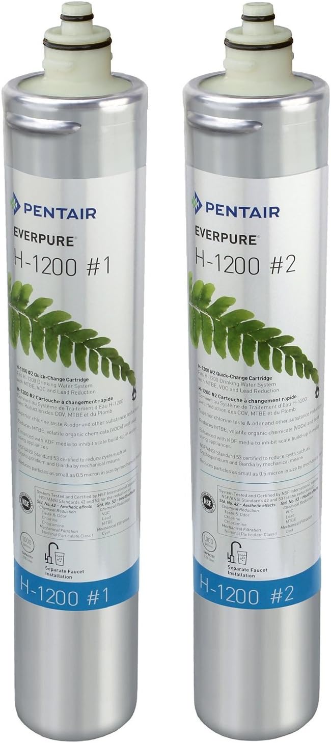 Pentair H-1200 Quick-Change Filter Cartridge Set, EV928201, Replacement Twin Pack for Use in H-1200 Drinking Water System, 1,000 Gallon Capacity, 0.5 Micron
